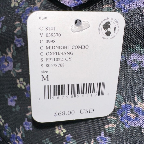 Free People Under It All Printed Mesh Bodysuit in Midnight Combo NEW - Picture 10 of 11